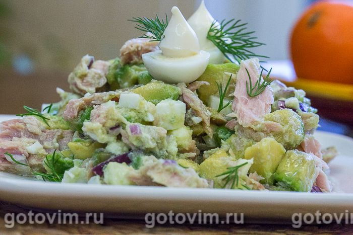 Photo of Рыбный салат с авокадо и тунцом. Рецепт с фото