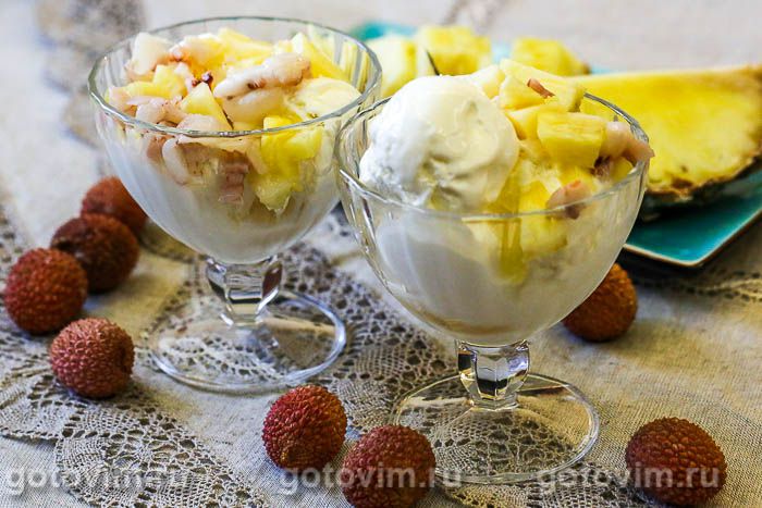 Photo of Мороженое с ананасом и личи. Рецепт с фото