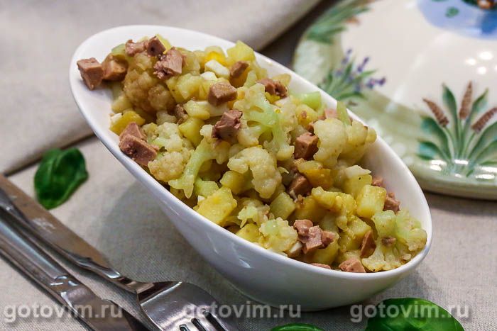 Photo of Салат из печени трески с картофелем и цветной капустой. Рецепт с фото