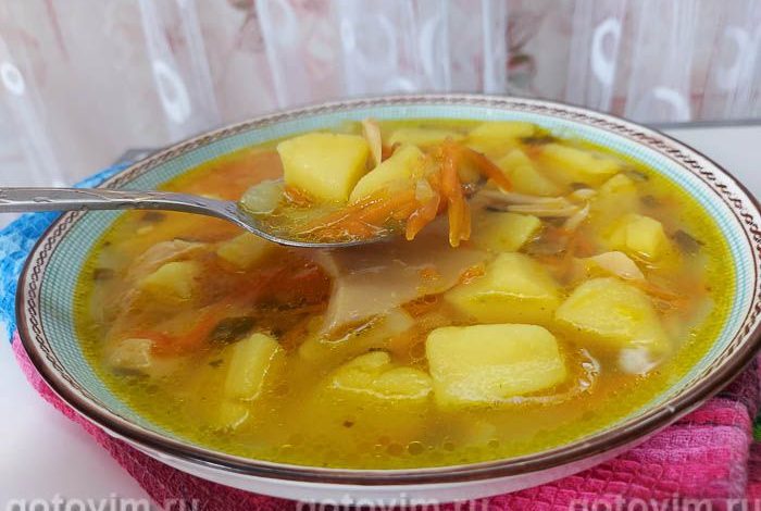 Photo of Картофельный суп с консервированными шампиньонами. Рецепт с фото