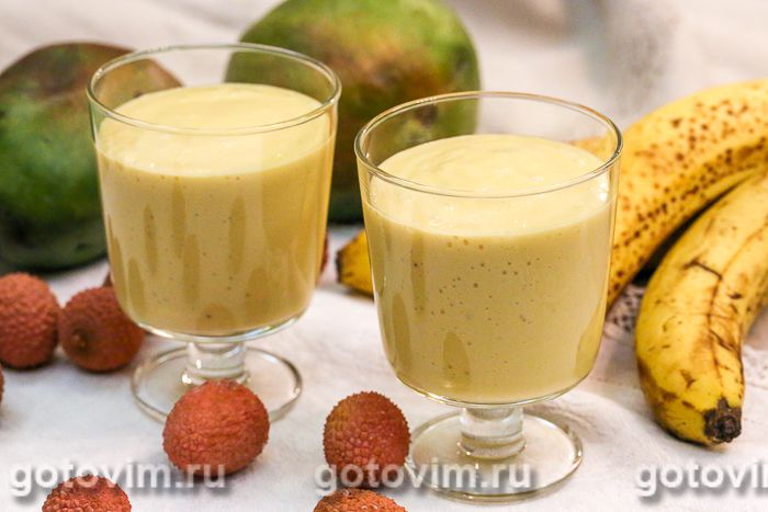 Photo of Молочный коктейль с мороженым, бананом и манго. Рецепт с фото