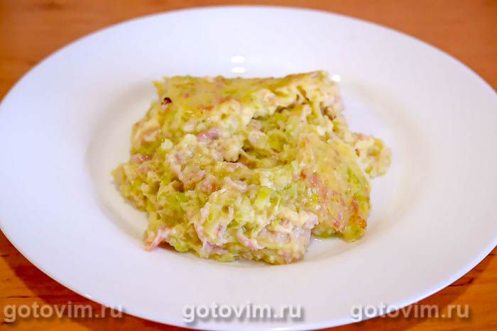 Photo of Запеканка из тертых кабачков с колбасой и сыром. Рецепт с фото