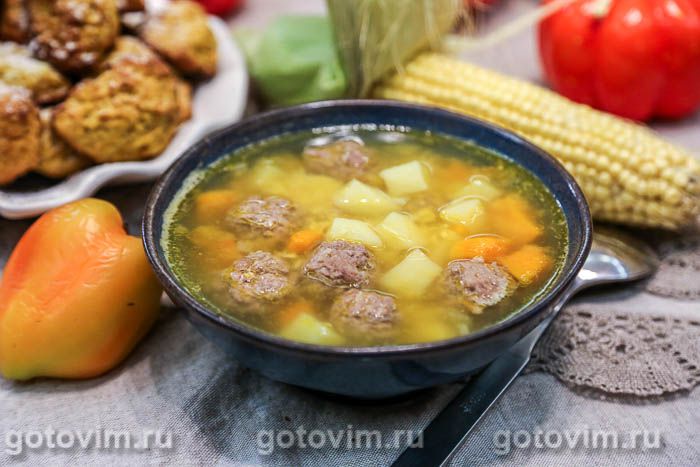 Photo of Тыквенный суп с кукурузой и фрикадельками. Рецепт с фото